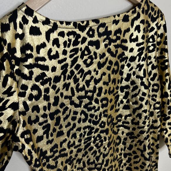 Rebecca Malone Gold Leopard Pattern Top Large - Picture 7 of 10